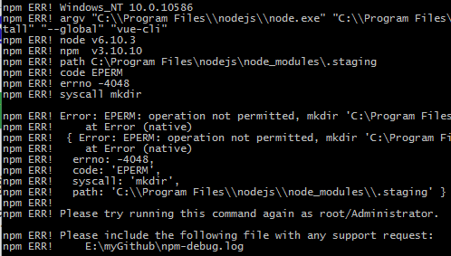 npm ERR! Windows_NT 10.0.10586