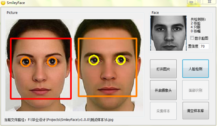 smileyface——基於opencv的人臉人眼檢測,面部識別程序