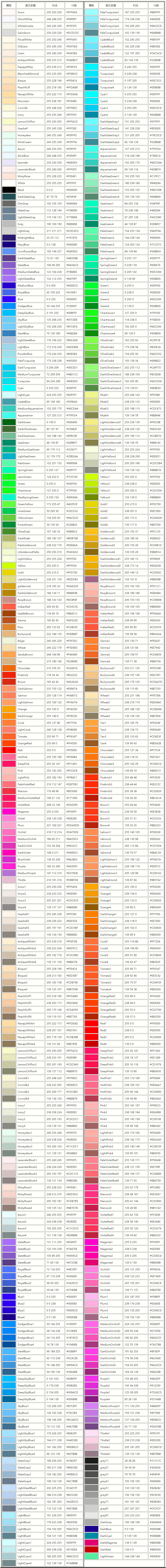 rgb颜色表网址不见了看这里