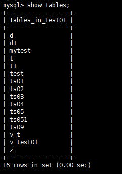 mysql中显示当前数据库下的所有表,包括视图。