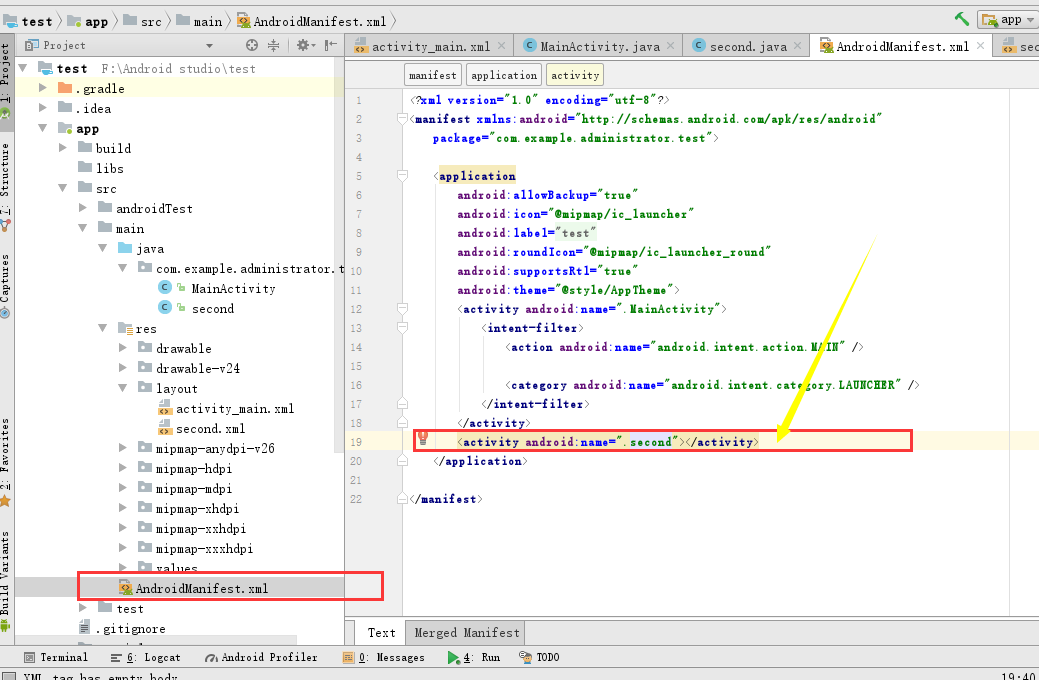 android studio intent example
