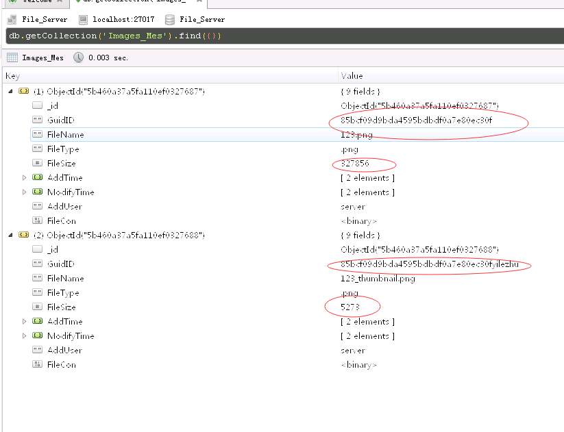 MongoDB查询结果