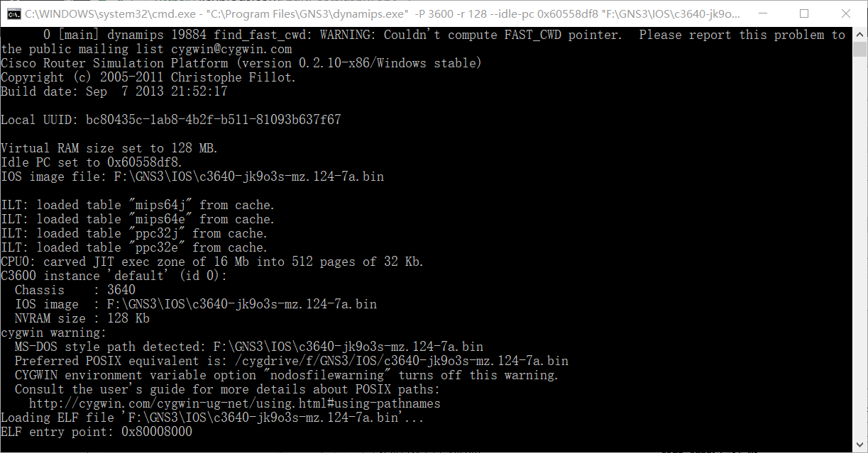 GNS3 0.8.6计算idle pc值时出现Failed to find a working Idle PC value. Can't