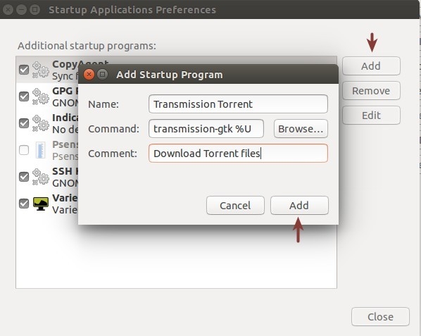 Adding a startup program in Ubuntu