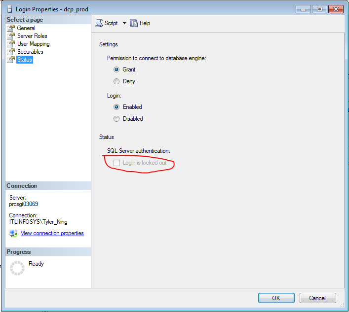 Sql server 账号被锁住："the account is currently locked out. The system administrator can unlock it."的解决办法（转载）第2张