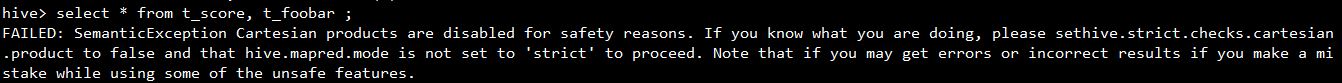 Hive笔记之严格模式（strict mode）