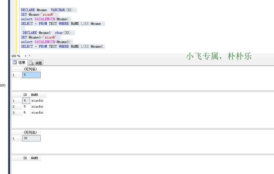 SQL SERVER中LIKE使用变量类型输出结果不