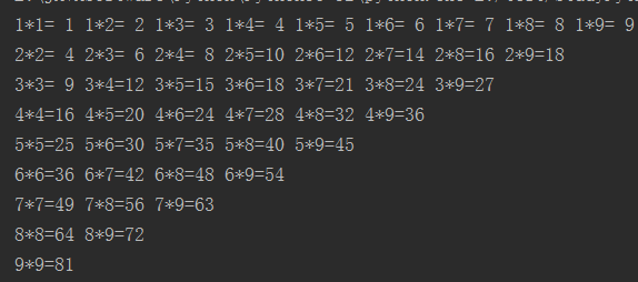 用python实现不同格式99乘法表输出第4张
