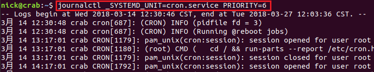 ubuntu18.04 linux journalctl 命令